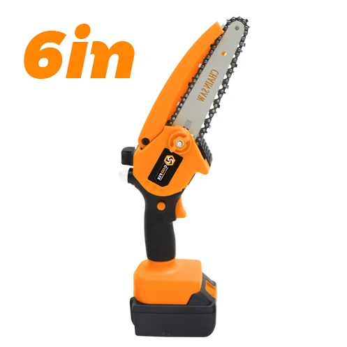 COOFIX Attractive Type Cordless portable small Chainsaw chain saw machine price Red Orange OEM Wood Cylinder Power battery saw