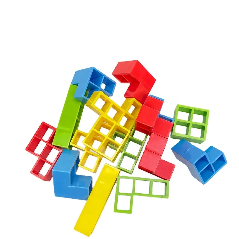 New Design 64/48 Pcs Build In Stacking Tower Attack Team Balance Game Diy Construction Toy 3d Dinosaur Stacking Blocks Game