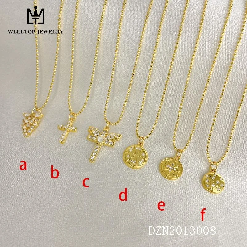 18k gold plated jewelry joyeria wholesale cross and coin necklace