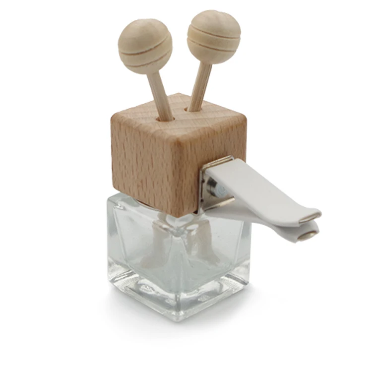 8ml Empty Aroma Square Glass Car Perfume Air Freshener Vent Clip Diffuser Bottle