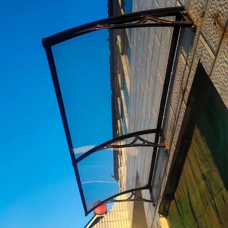 Modern design outdoor front door rain cover plastic frame transparent polycarbonate solid sheet awning