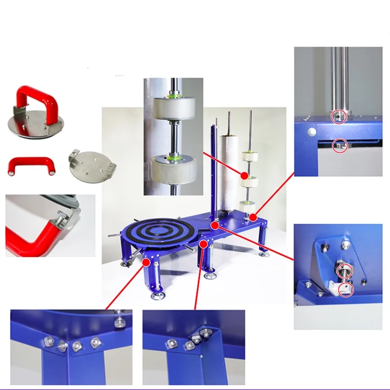 Manual desktop table on, floor, double placement, with cutting knife, stretch film and tape, dual-use warping packaging machine