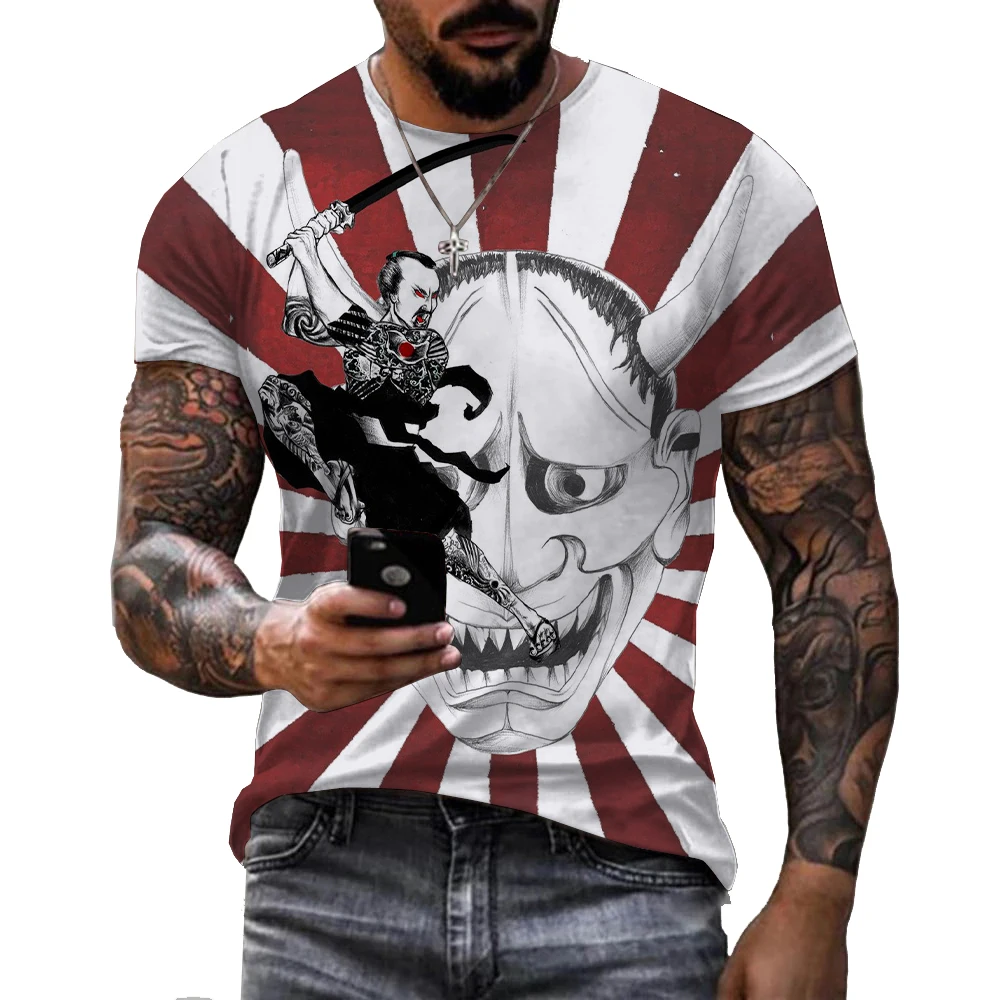 2022 Japanese Prajna Face 3D Printed Shirt for Men Digital Printing T Shirt Custom Unisex Over Print OEM and ODM T-shirts