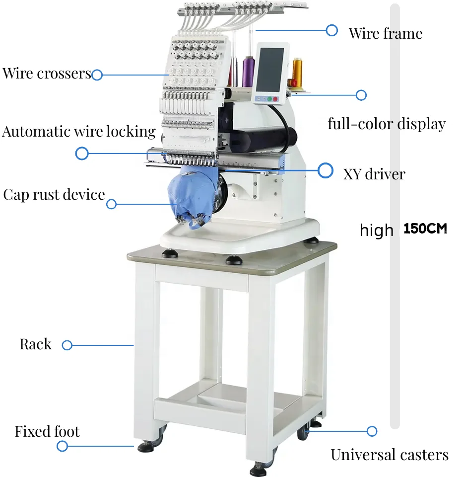 Industrial 4 heads Sewing Machine computer embroidery machine for cap hat t shirt