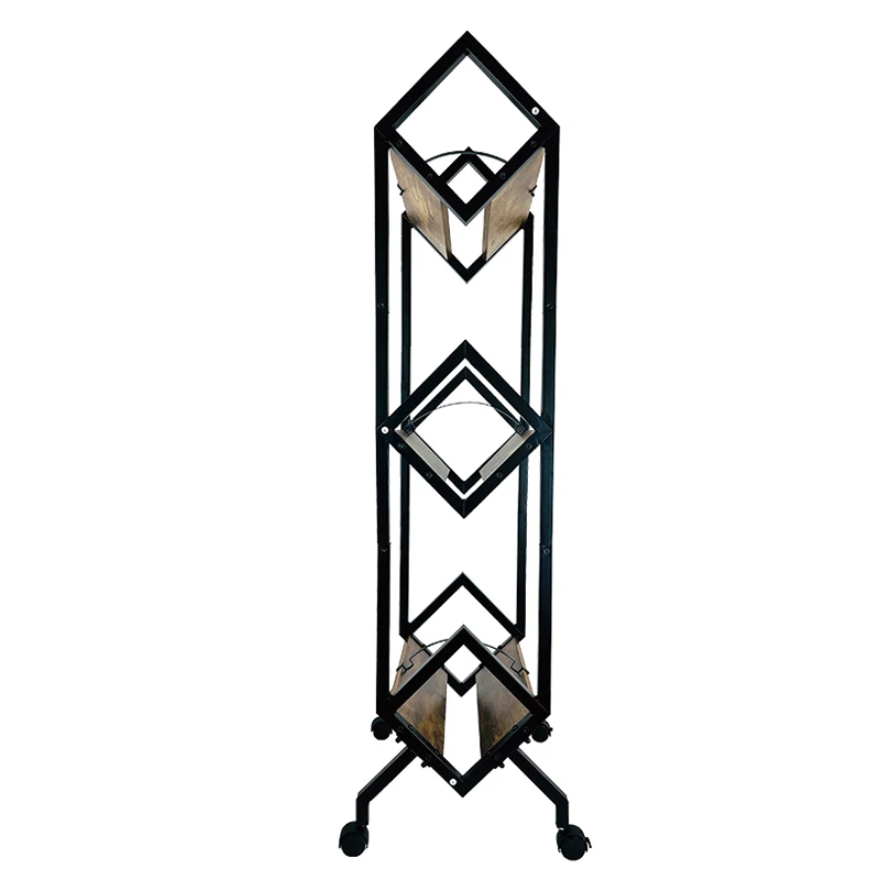 Bookshelf 3 Tier Floor Standing Metal Bookcase with Wooden Shelves Rack Display Unit for Living Room Home Office