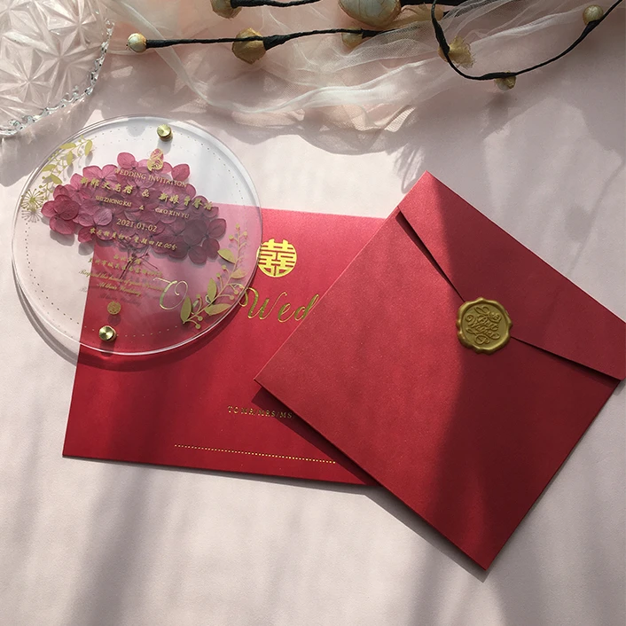
Custom Shape own Design Clear Plastic Unique Acrylic Card Wedding Invitation 