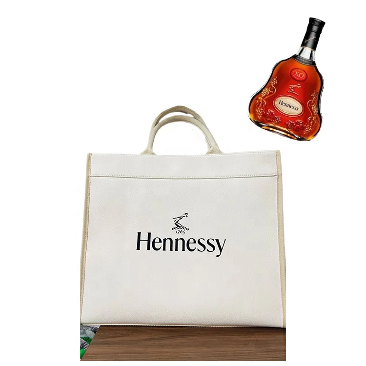 Custom Cotton Canvas wine promotional Shoulder Denim Eco Friendly Hand shopping pouch Tote Bag For Cognac brand promotion
