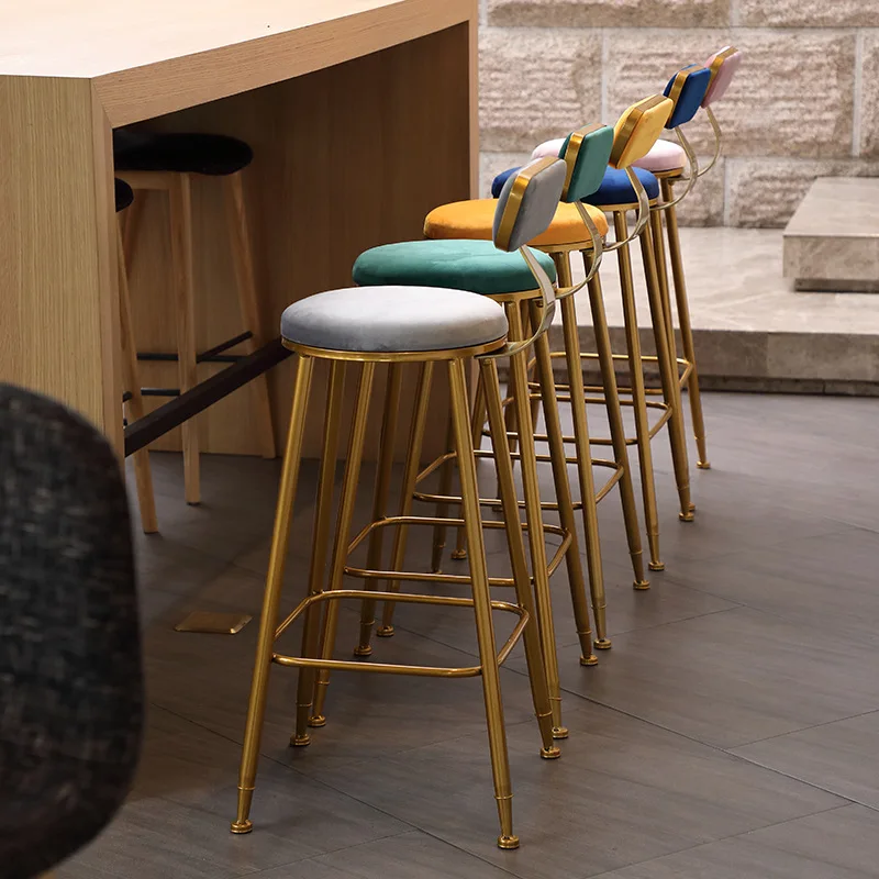 Bar Stools Modern Restaurant Nordic Kitchen Cheap Gold Luxury Furniture High Chair Counter Metal Velvet With