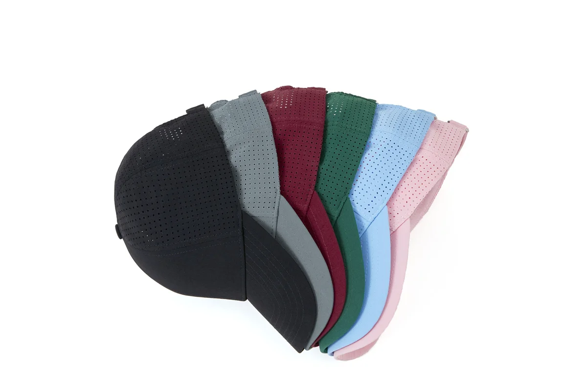 Premium Quality Waterproof Polyester Dry Fit Baseball Caps Laser Cut Hole Perforated Sports Cap For Men