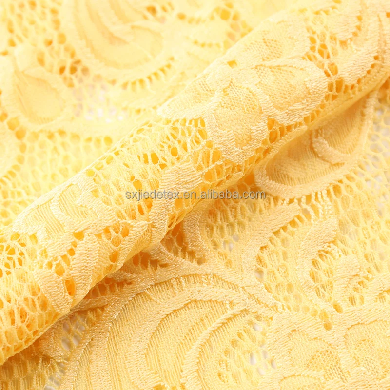 High Quality Soft Brocade Jacquard French Stretch Nylon Hollow Lace Fabric Spandex