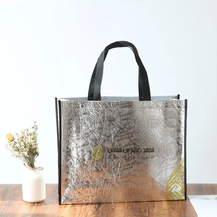 Silver Custom Bronzing Premium Non Woven Bag Fashion Shopping Bag Clothing Packaging premium tote bag