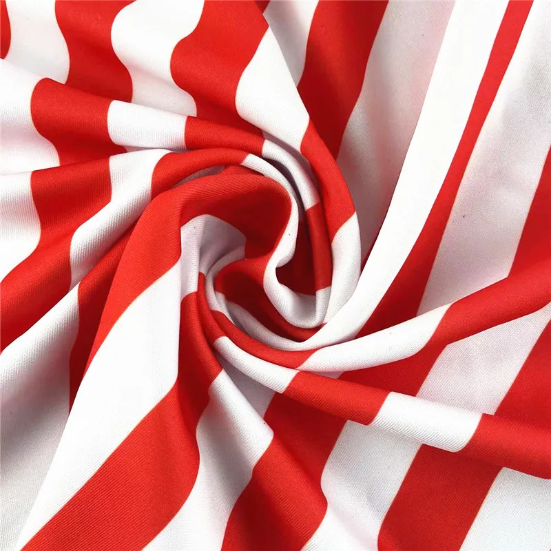 New Customized digital Red and White Fashionable Stripes Color Stretch household fabric 90%poly+10% spandex ASL31017 yoga fabric