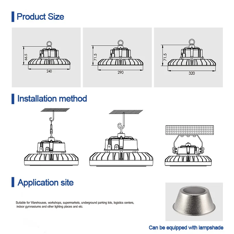 Super Bright 100/150/200W UFO LED High Bay Lights Waterproof Commercial Industrial Market Warehouse Garage Workshop Garage Lamps