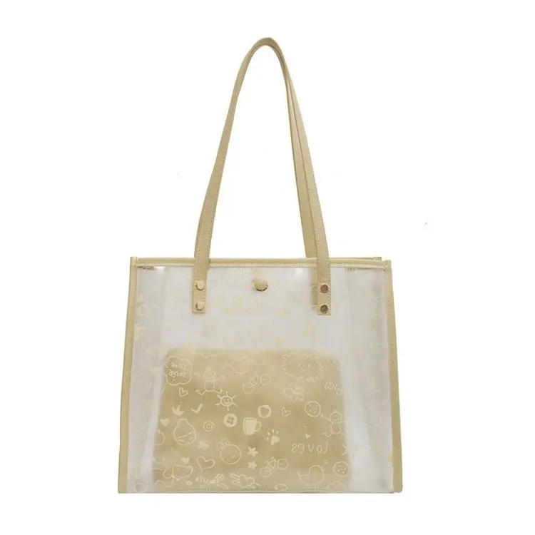 Custom Logo Large Capacity Transparent Women PVC Plastic Shoulder Bag handbags