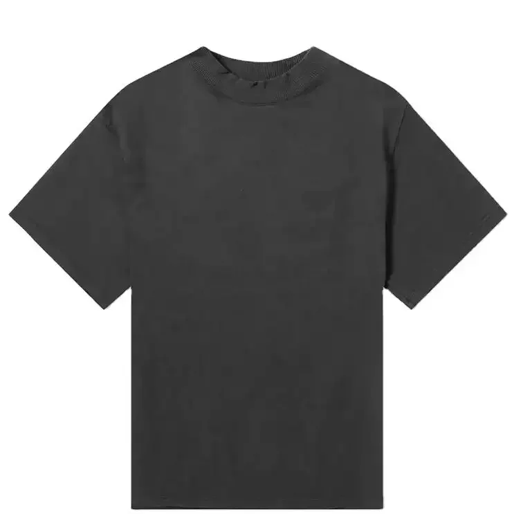 Wholesale Boxy Fit Oversize Drop Shoulder Tshirt 250gsm Vintage Heavy mock neck t shirt for men