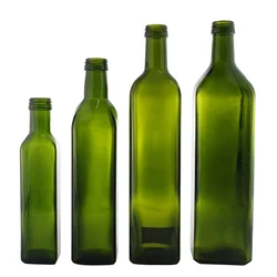 Wholesale 100ml 250ml 500ml 750ml 1L Empty Square Dark Green Marasca Cooking Olive Oil Glass Bottles