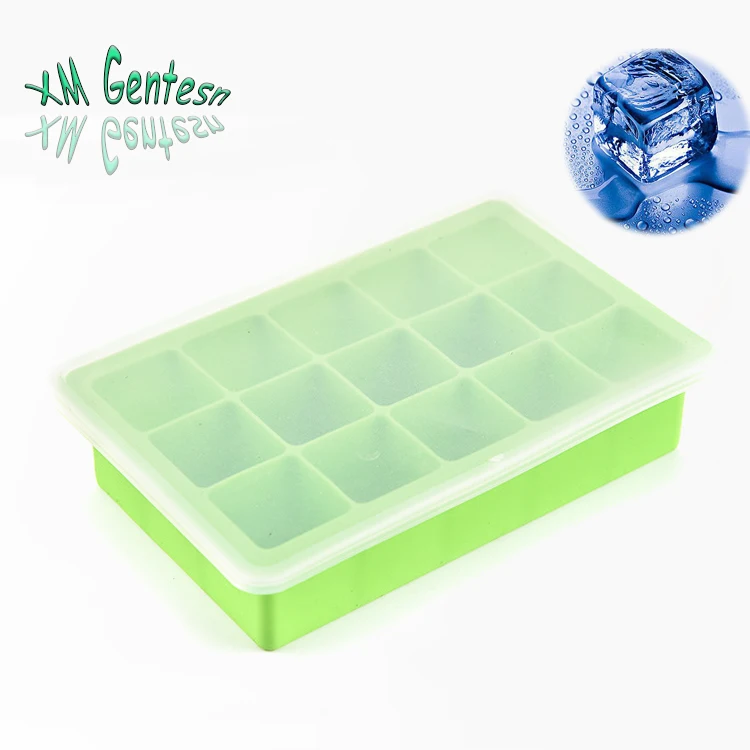 Factory Stock Silicone Ice Cube Trays Non stick Square BPA Free Ice Moulds with lids