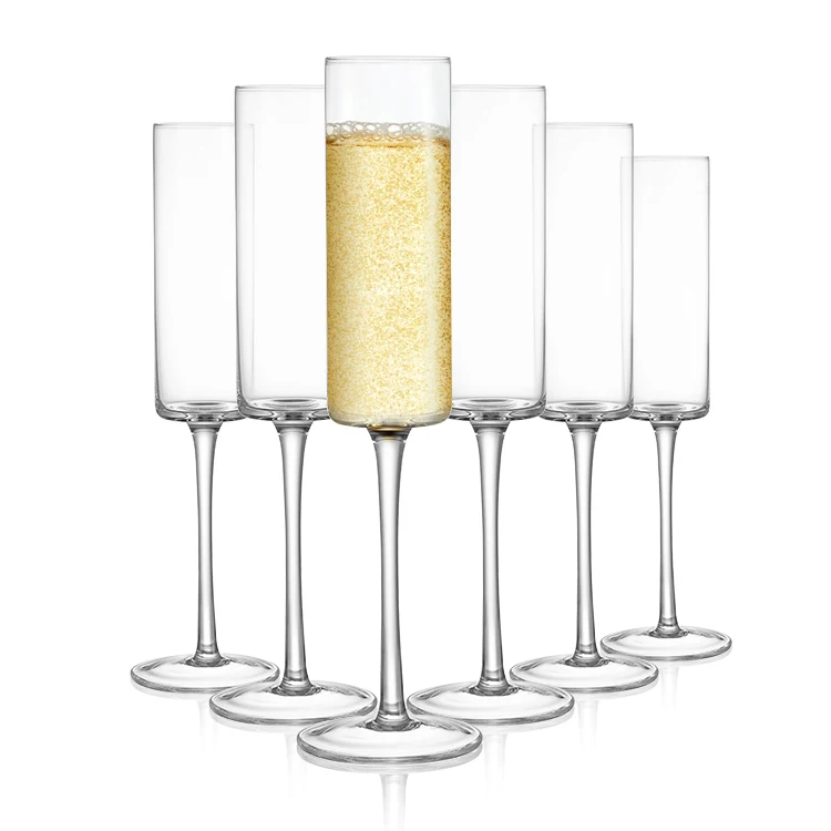 wholesale Hand Blown Elegant Champagne Glasses Unique Gift Unique Modern Cylinder Shape for Birthday Wedding Anniversary