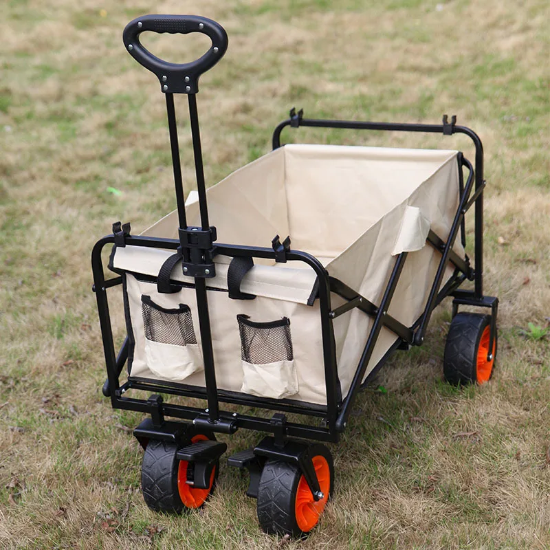 Widened Aircraft Tires High Wear-resistant Dining Outdoor Portable Trolley Cart Camping Foldable Trolley Utility Wagon Cart