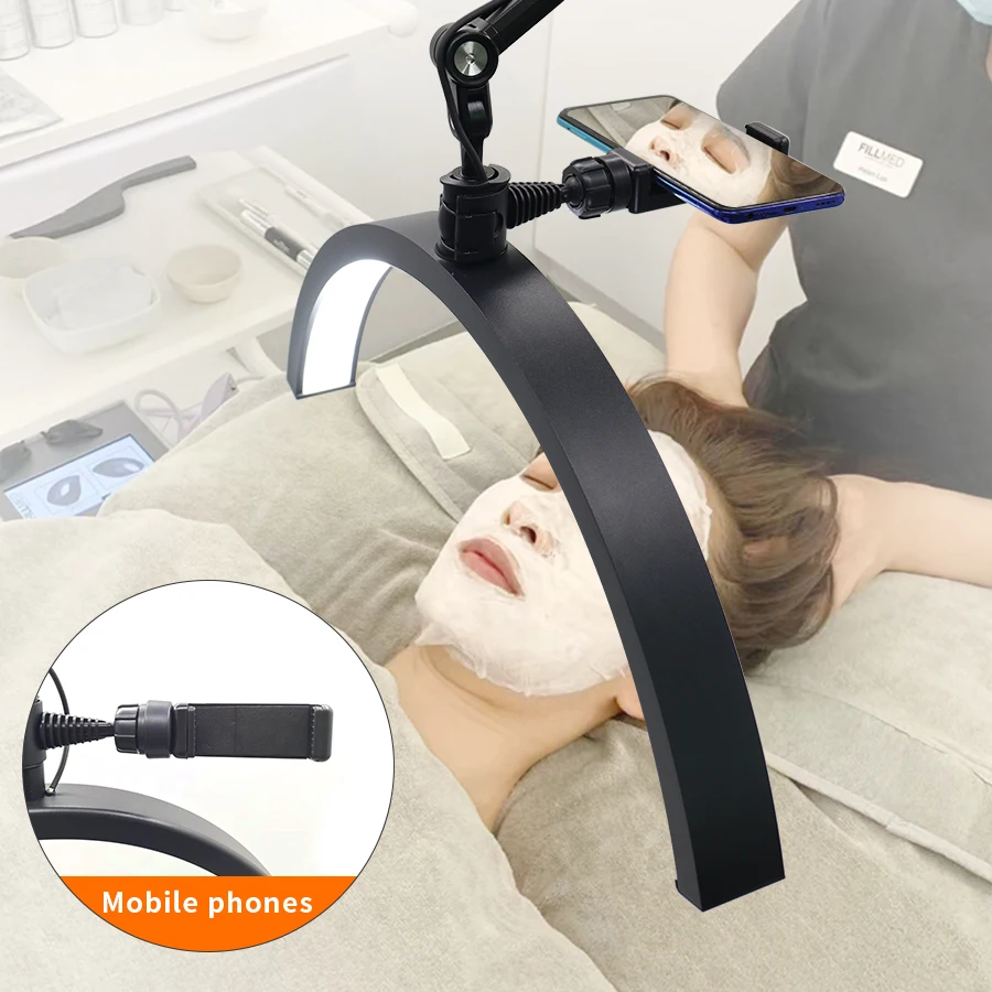 28 inch Custom Logo with Diamond Arc Floor Lamp Lash Light Half Moon Light Lamp For Lashes Eyebrow Tattoo Photography Ring Light