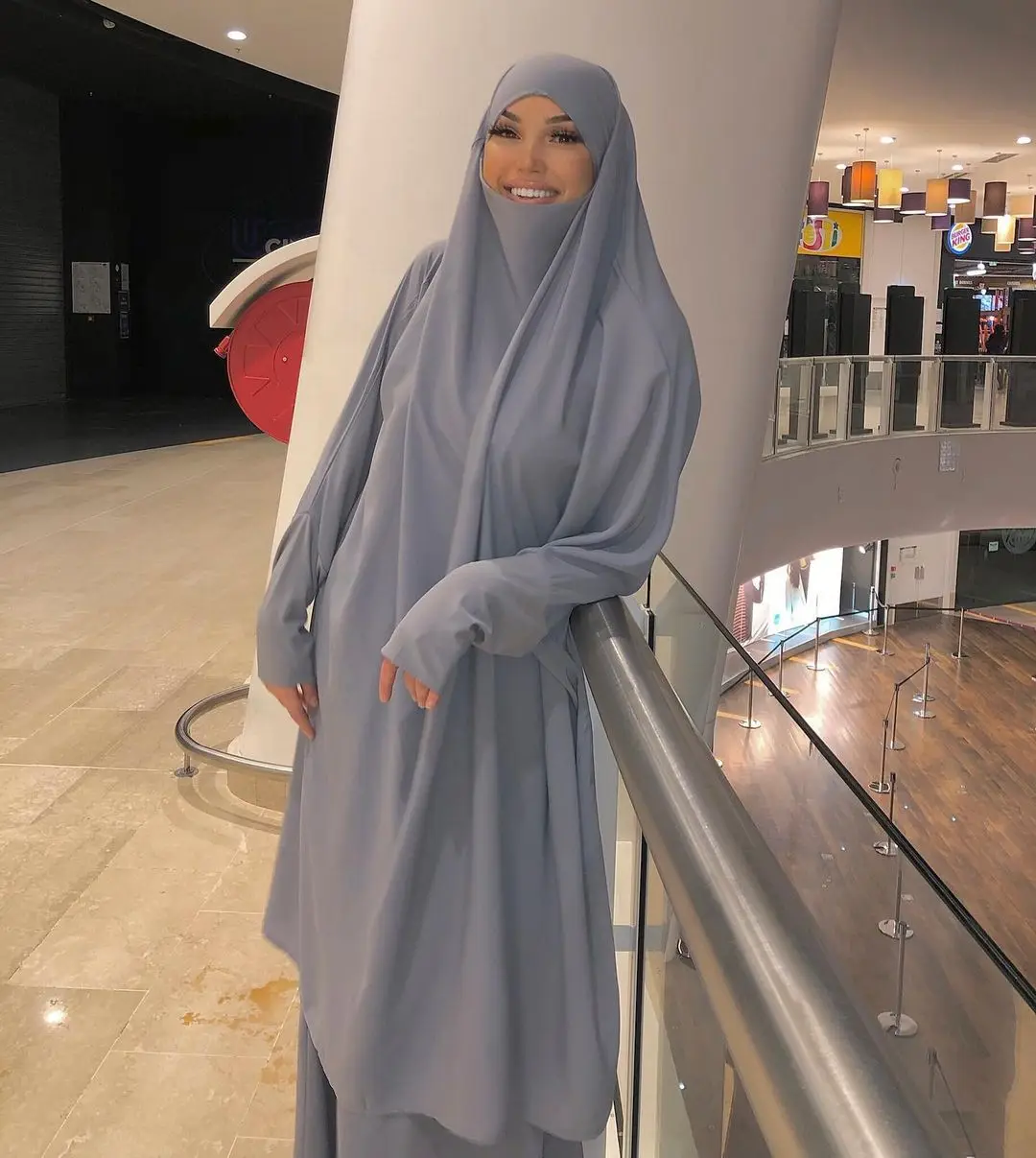 
Biglife030D nida solid color robe suit dress french hijab abaya jilbab 2 pieces 