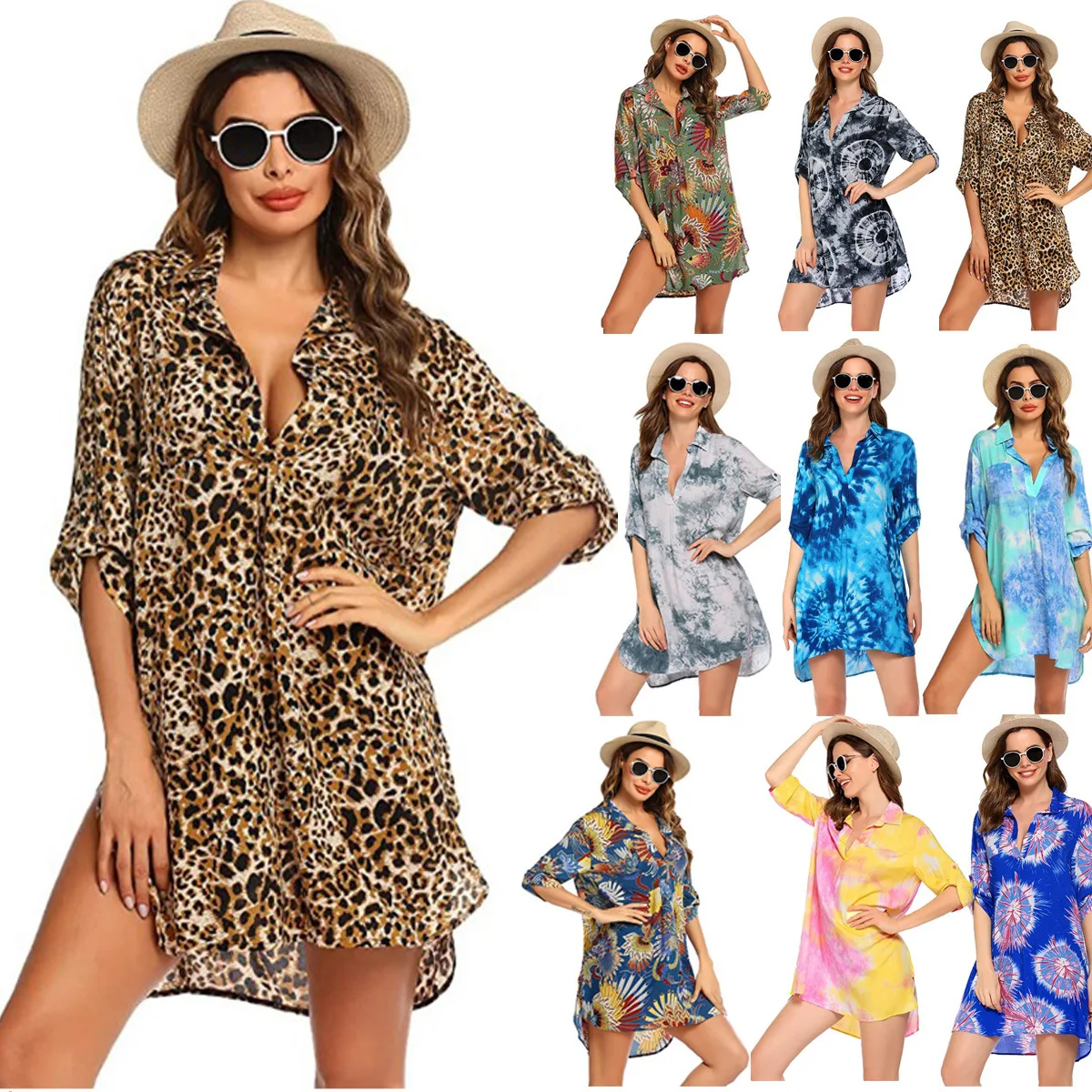 2022 Summer Beach Dress Women Sexy Chiffon Bikini Cover Up Swimwear Dresses Pareo Sarong Wrap Ladies Summer Dress