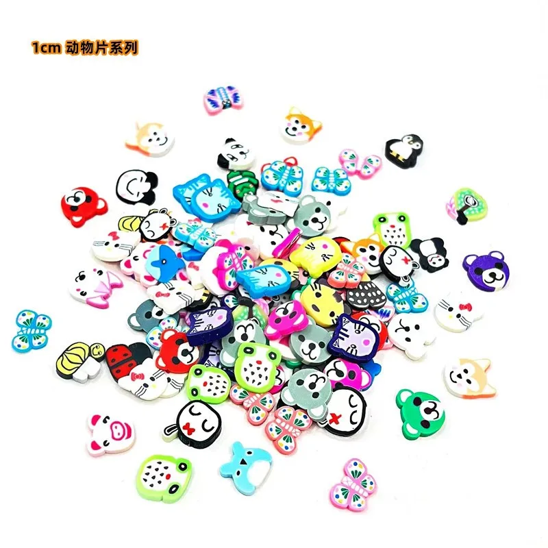 100pcs/bag fruit animal flower Soft heart plum blossom slices slime filling crystal Polymer clay confetti