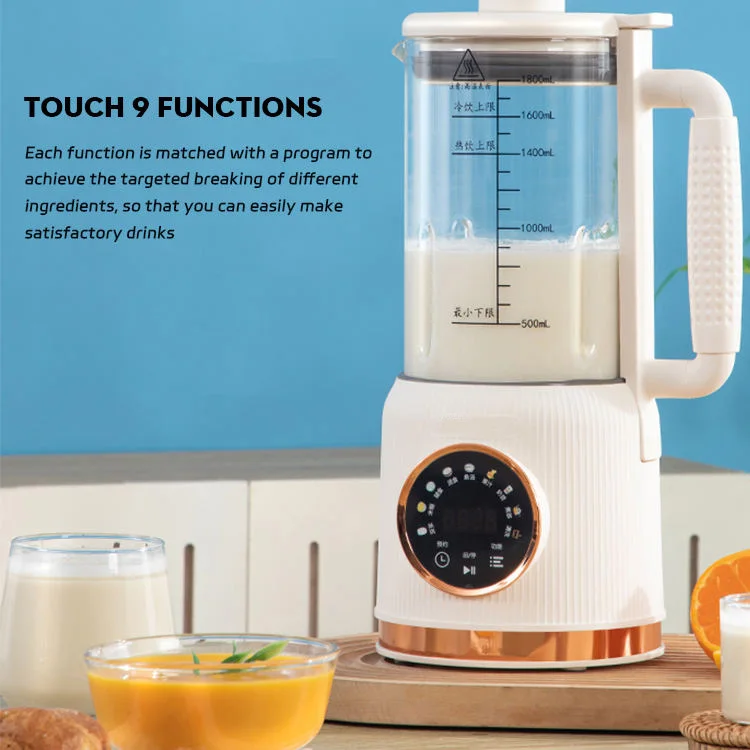 1800ml Household Electric Kitchen Appliance Electric Heating Soymilk Nut Milk Maker Automatic Digital Soybean Milk German