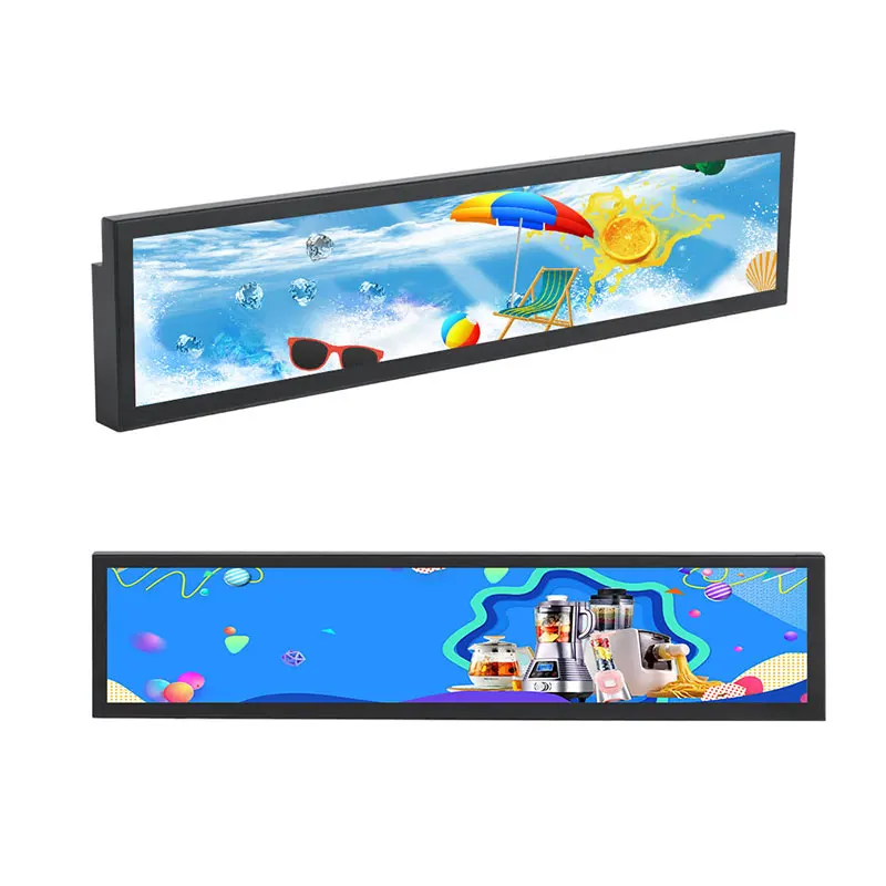 VETO Ultra Thin Advertising Screen 23.1 24 29 35 Inch Stretched Bar Digital Signage For Bus Station