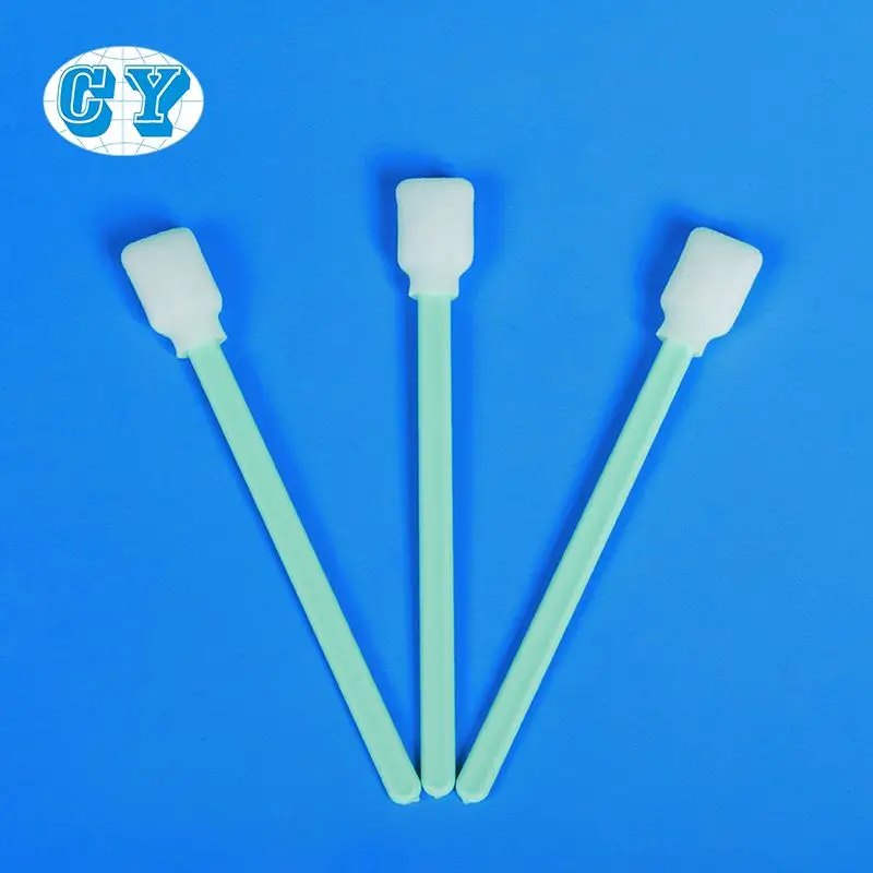 Disposable sponge swab with plastic handle for cleaning