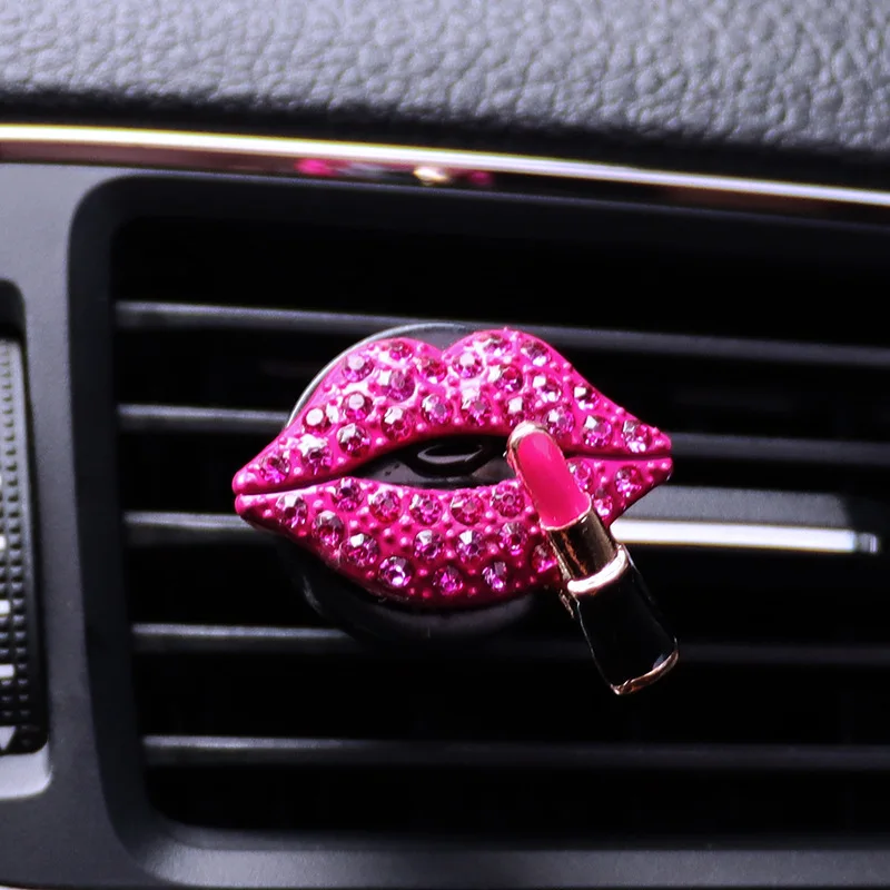 Diamond Bling Sexy Lips Mouth Car Air Freshener Auto Outlet Perfume Clip Scent Aroma Car Diffuser Car Interior Accessories