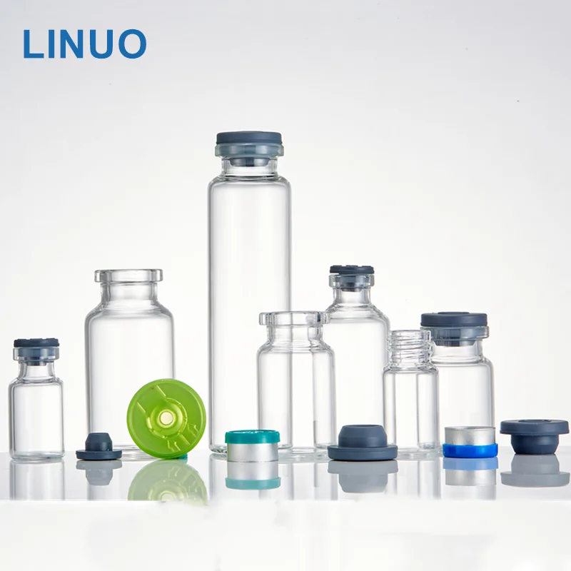 Factory! LINUO pharmaceutical packaging 2ml 5ml 10ml amber clear bottle empty glass injection vial with rubber and aluminum caps