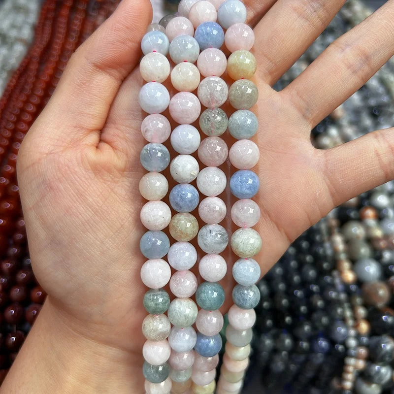 Wholesale Morganite Round Loose Beads for Jewelry Making Natural Gemstone Beads beads for jewelry making