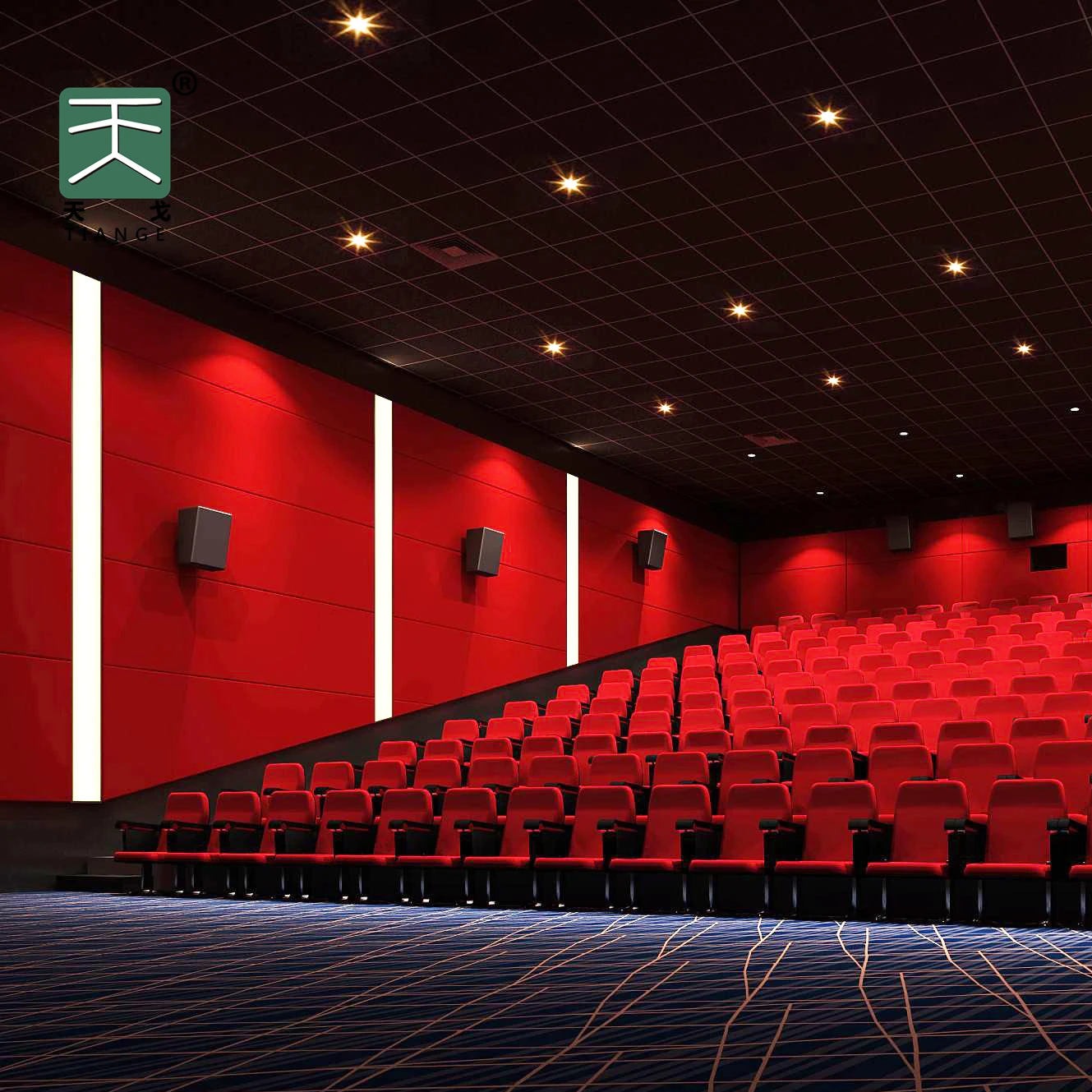 TianGe Factory cinema project Beautiful interior decorative black fabric acoustic wall panels