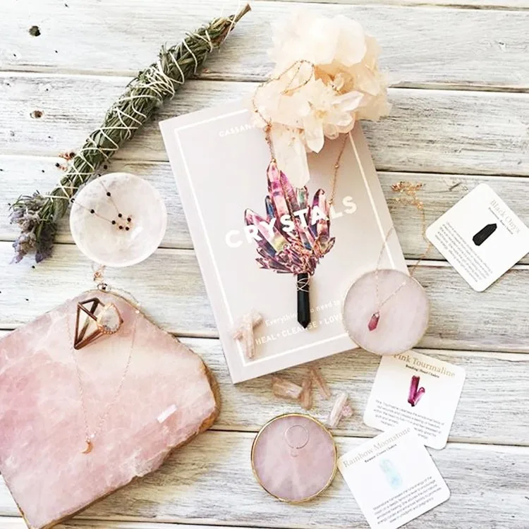 Natural Crystal Gemstone Natural Agate Platters Cheese Board Pink Rose Quartz Tray