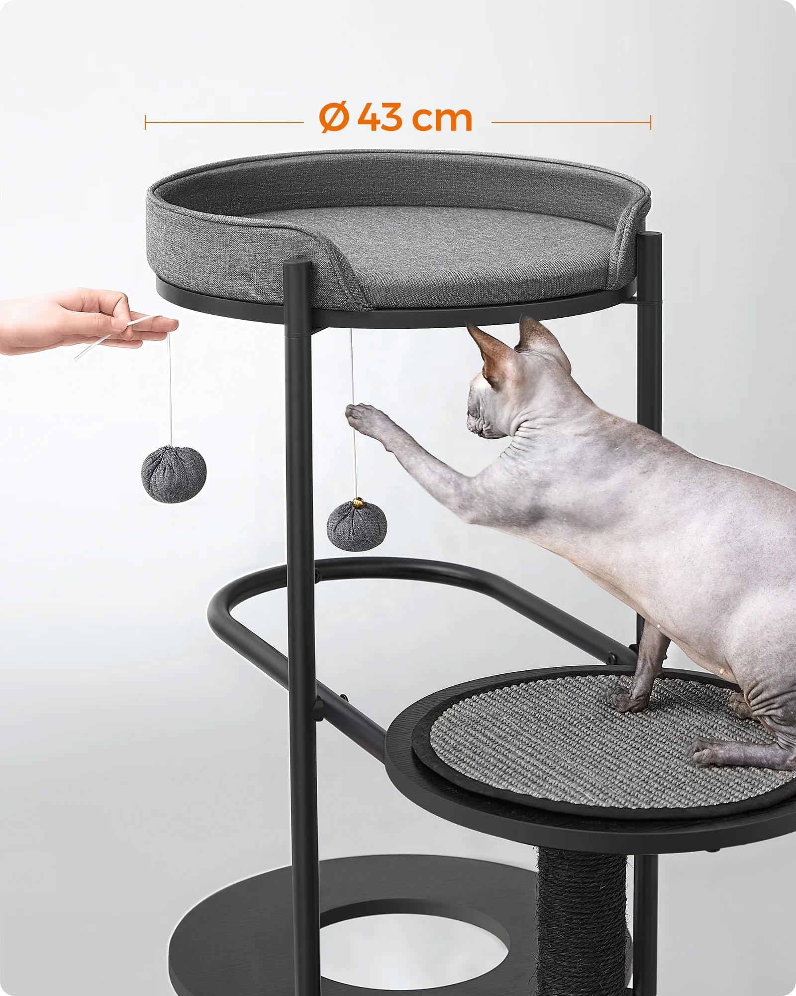 Feandrea Multi-level Cat Tree Tower Furniture Luxury Cat Scratcher Post Modern Cat Tree with Hanging Cotton-Linen Ball