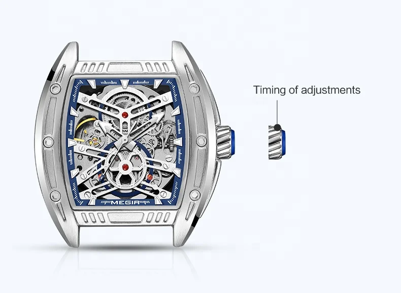 2024 Megir 8601 Waterproof Luxury Mechanical Wrist Watches Original Brand Automatic Watch Man Silicone Strap Automatic Watch