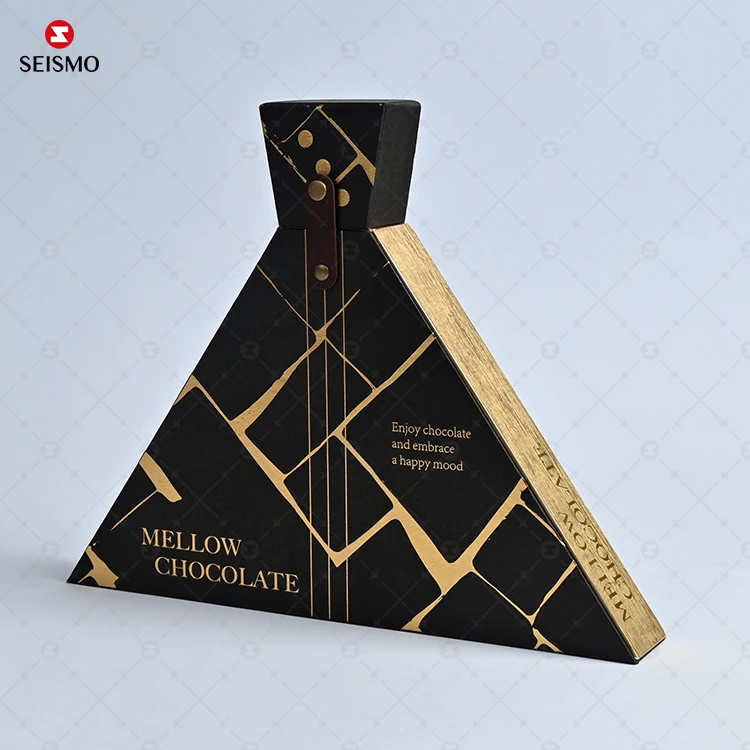 SEISMO Creative Unique Pick Celebration Valentine Chocolates Packages Gift Date Black Paper Packaging Boxes Designs Custom