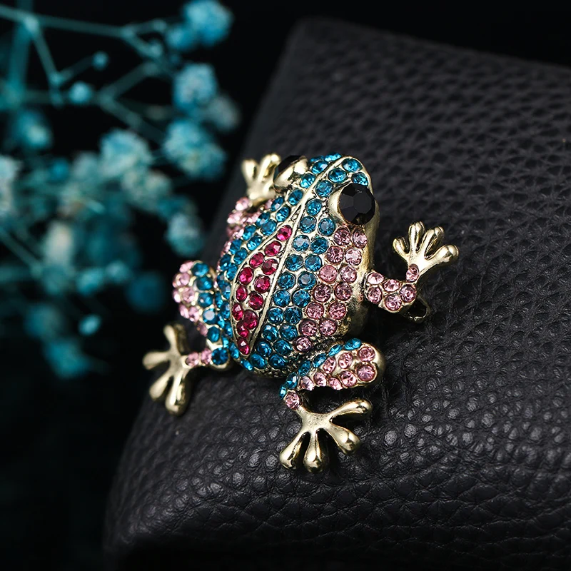 WEIMAN Jewelry Factory Brooch Wholesale Color Rhinestones Pave Fat Frog Brooch Pins Jewelry