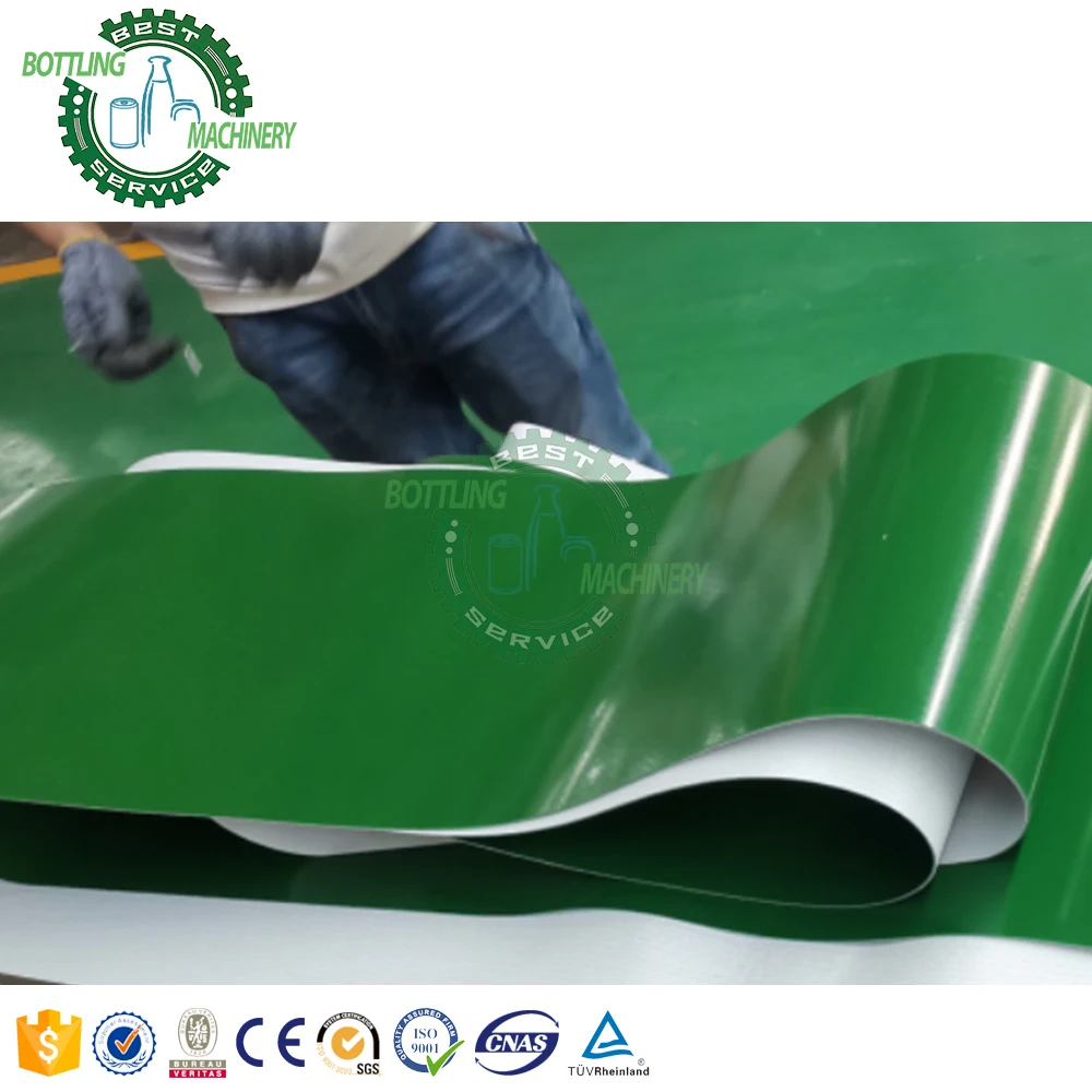 Movable straight Smooth rubber transmit PVC belt conveying system with motor for dairy processing