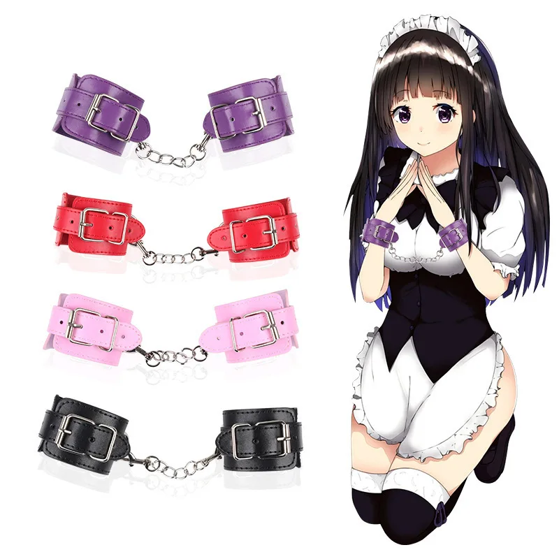 PU Leather Restraint Sexy Handcuffs with fur Sex Male Sex Bondage Noverty Fetish BDSM Games Of Desire Furry Handcuffs