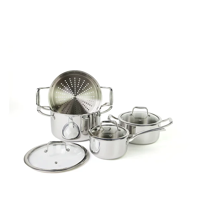 Axa-304 Stainless Steel Pot Set Wok Combination Pot Set Thickened Three Layers Cookware Pans Frying Set Pots And Pans
