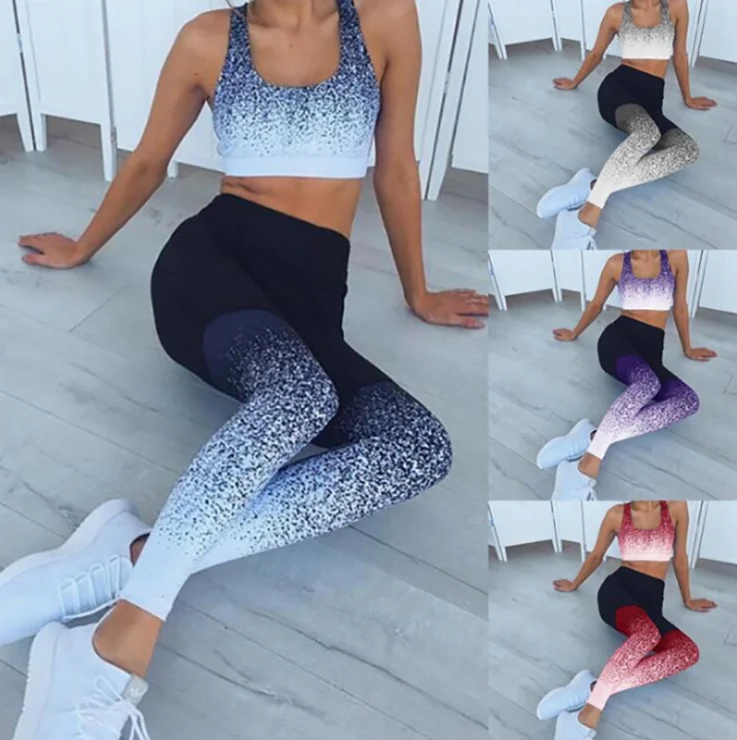 Hot style gradient starry sky digital print elastic yoga pants lift hip high waist leggings women fitness pants