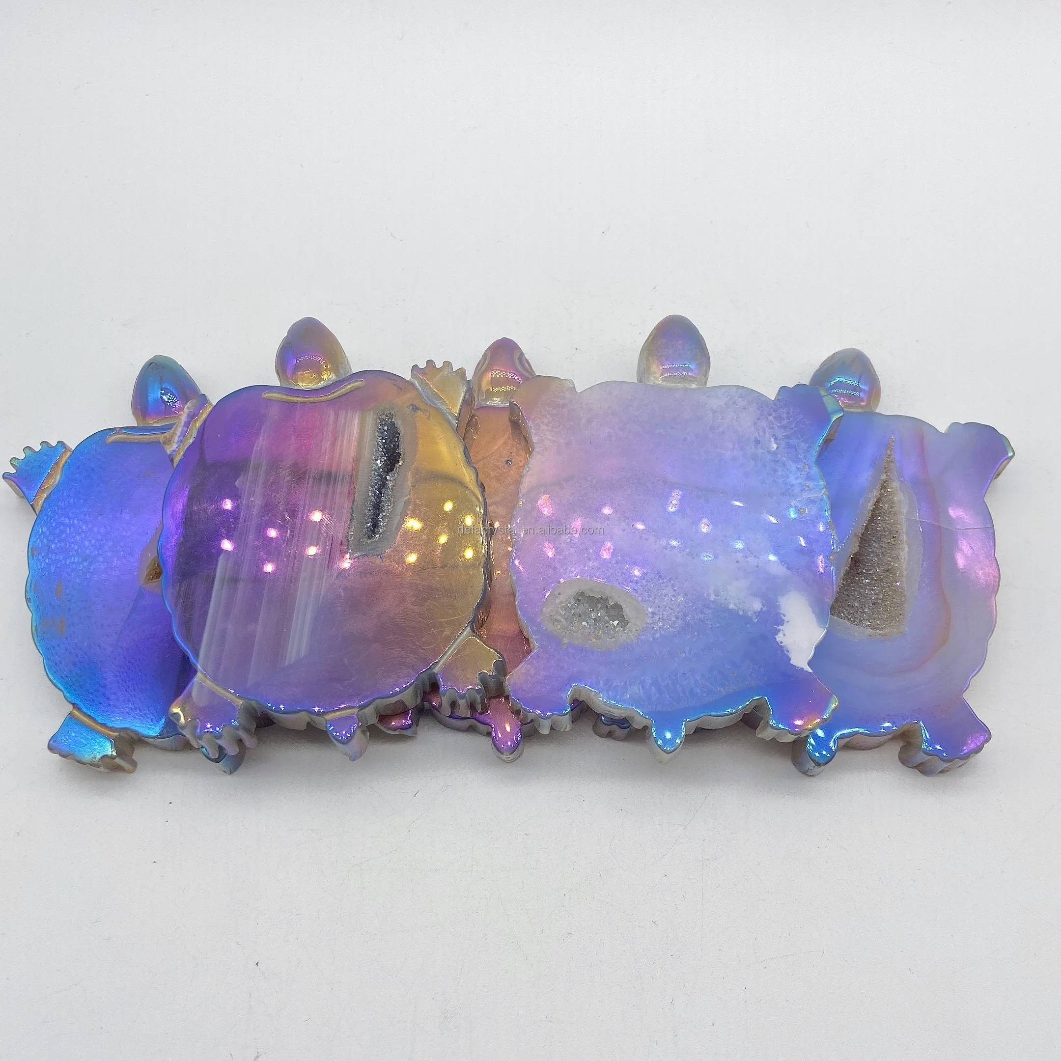 Folk Crafts Natural Carved Crystals Healing Stones Angel Aura Crystal Aura Agate Geode Tortoise For Decoration