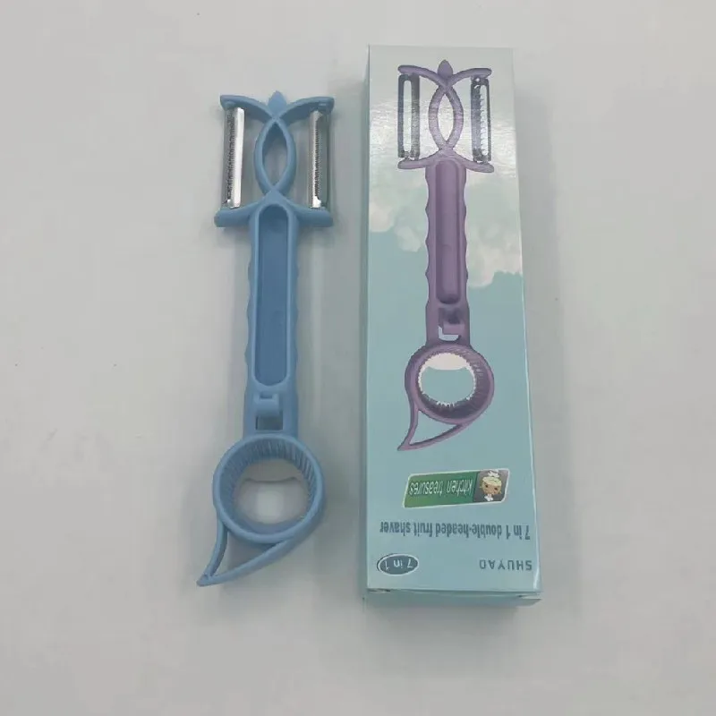 7 in 1 Peeler Beer Can Opener Kitchen Gadgets for Peeling Prining Twisting Shredding Multi Function Can Jar Opener