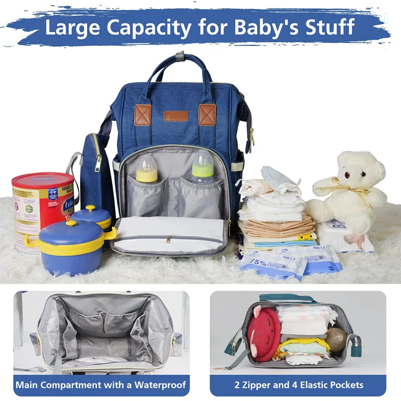High quality Portable diaper backpack with Large Capacity Best Travel Bag Backpack for Moms Dads nappy bag