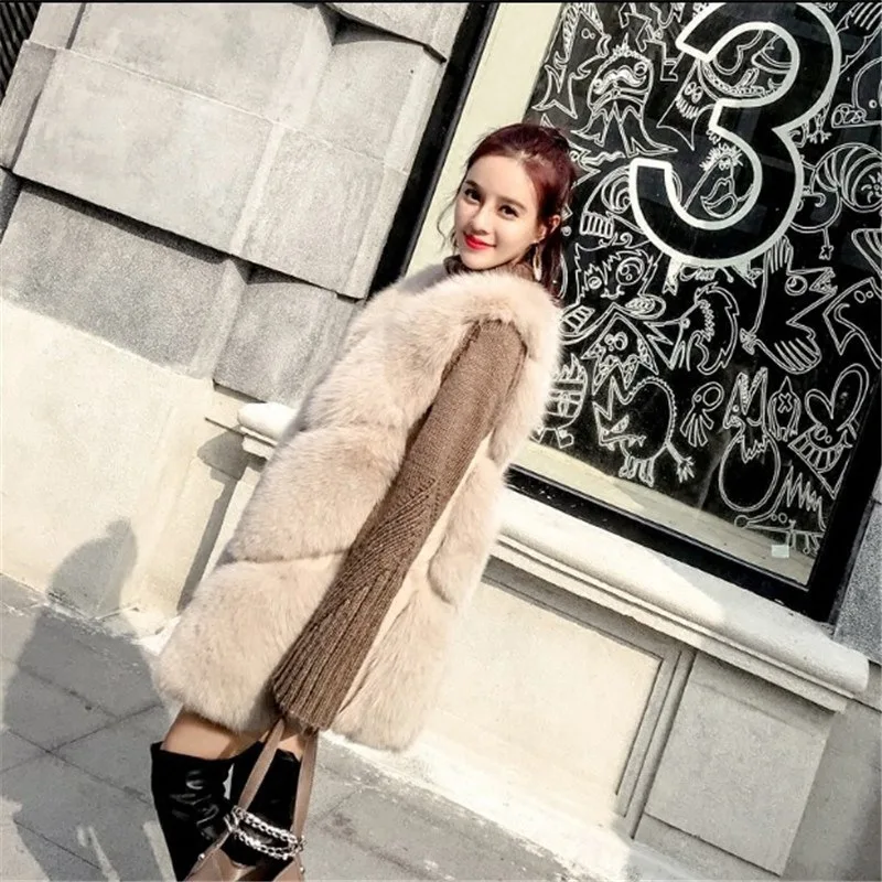 STABILE  Newest arrival top quality faux fox Fur Vest fake Fox Fur Vest for Women Design Jackets Coat