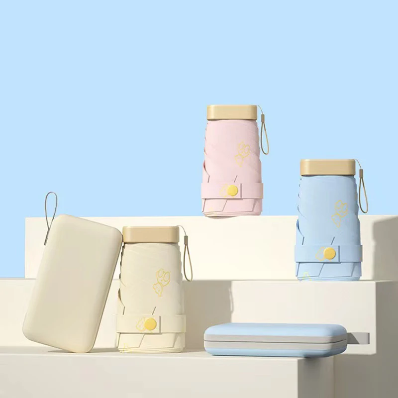 12cm Mini Pocket Folding Portable Eye Umbrella Flat Hexagonal Card Umbrella Black Adhesive Uv Resistant Sun Umbrella