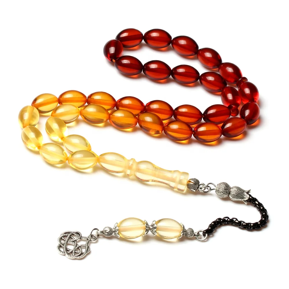 Islam jewelry gifts oval shape resin amber color rosary 9*13mm nice smell worry prayer beads muslim tesbih misbaha sibha