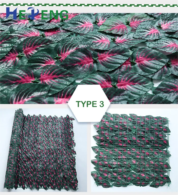 Artificial Grass Flower Leaf and Plant Wall Privacy Plastic Green Leaves Fence for Shrubs and Other Outdoor Plants